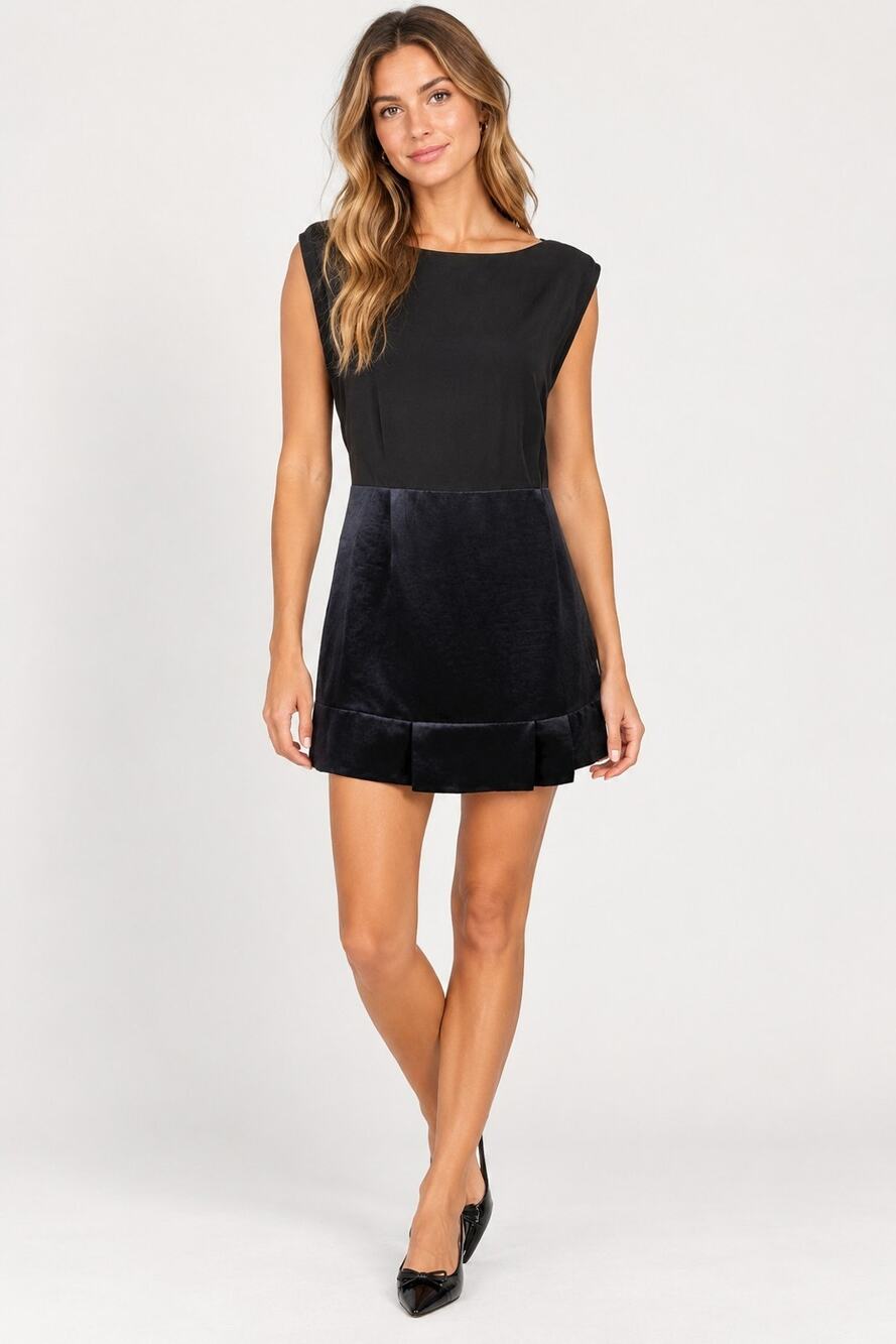 Sandro Paris Black Mixed Media Mini Dress 2 US 6